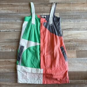 See by Chloé Linen Blend Dungaree Dress Size 2